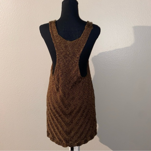 Free People Brown Green Knit Chevron Tank Top Medium - Picture 4 of 9